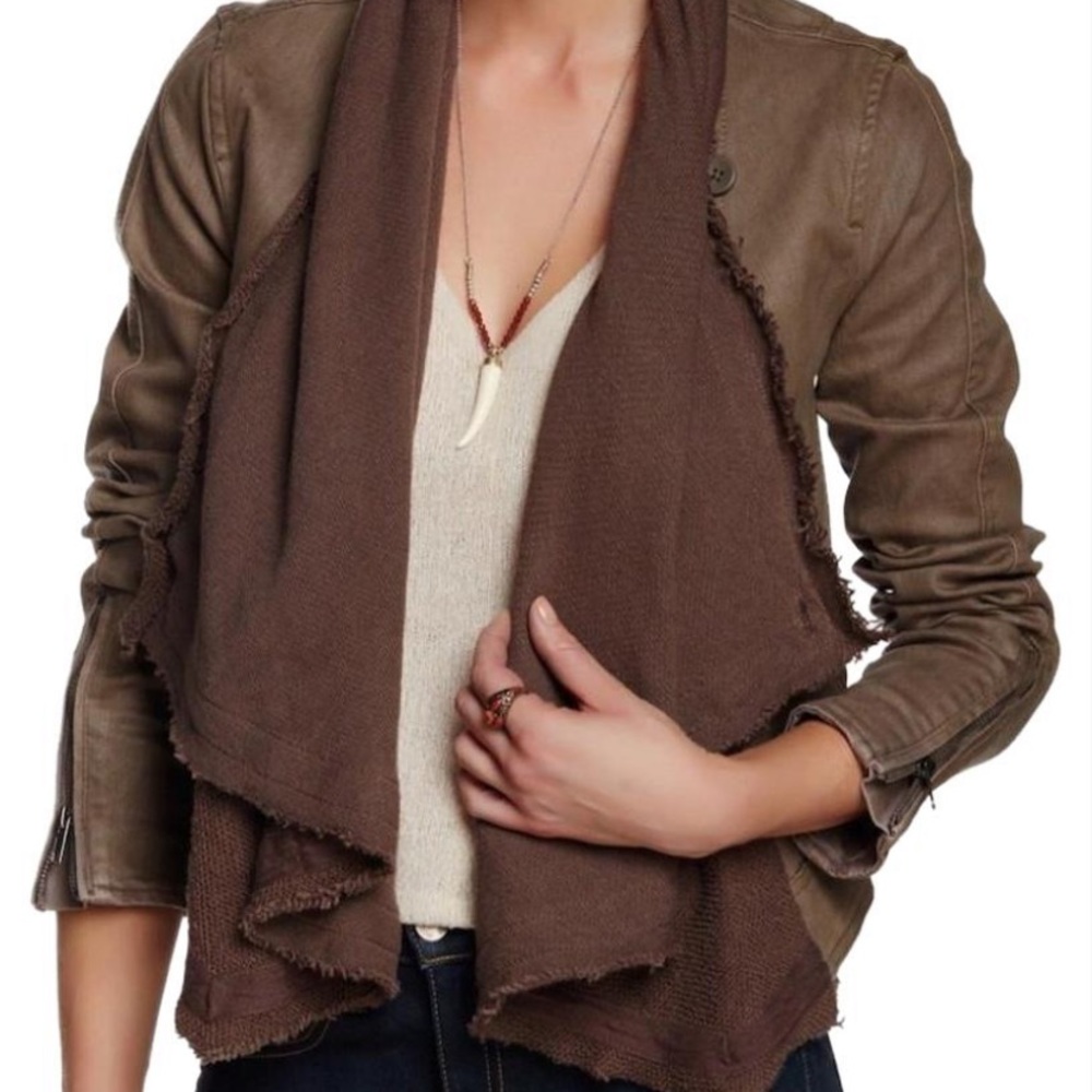 Free People Drape Front Moto Jacket